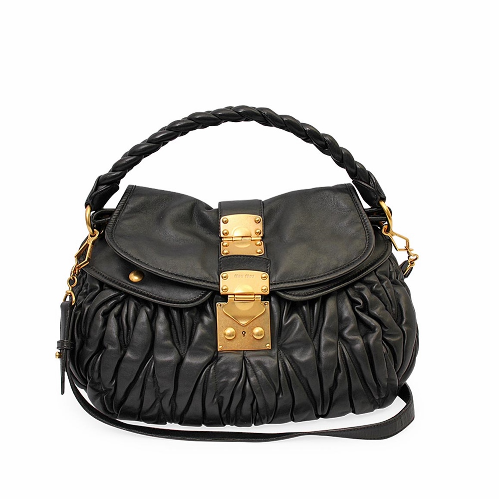 MIU MIU Matelasse Coffer Hobo Black | Luxity