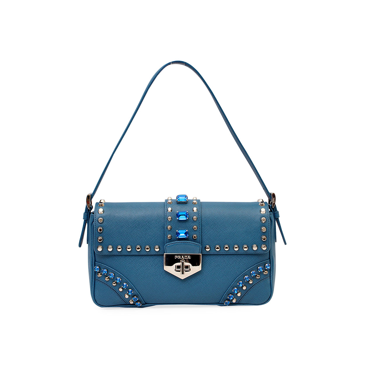 Prada Milano Nylon Shopping Tasche blau Bag blue