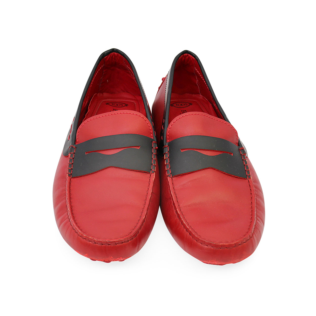 TOD'S For Ferrari Leather Gommino Loafers Red - S: 44.5 (10) | Luxity