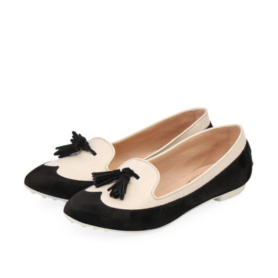 Product TOD'S Suede/Leather Tassel Flats Black/White - S: 35 (2.5)