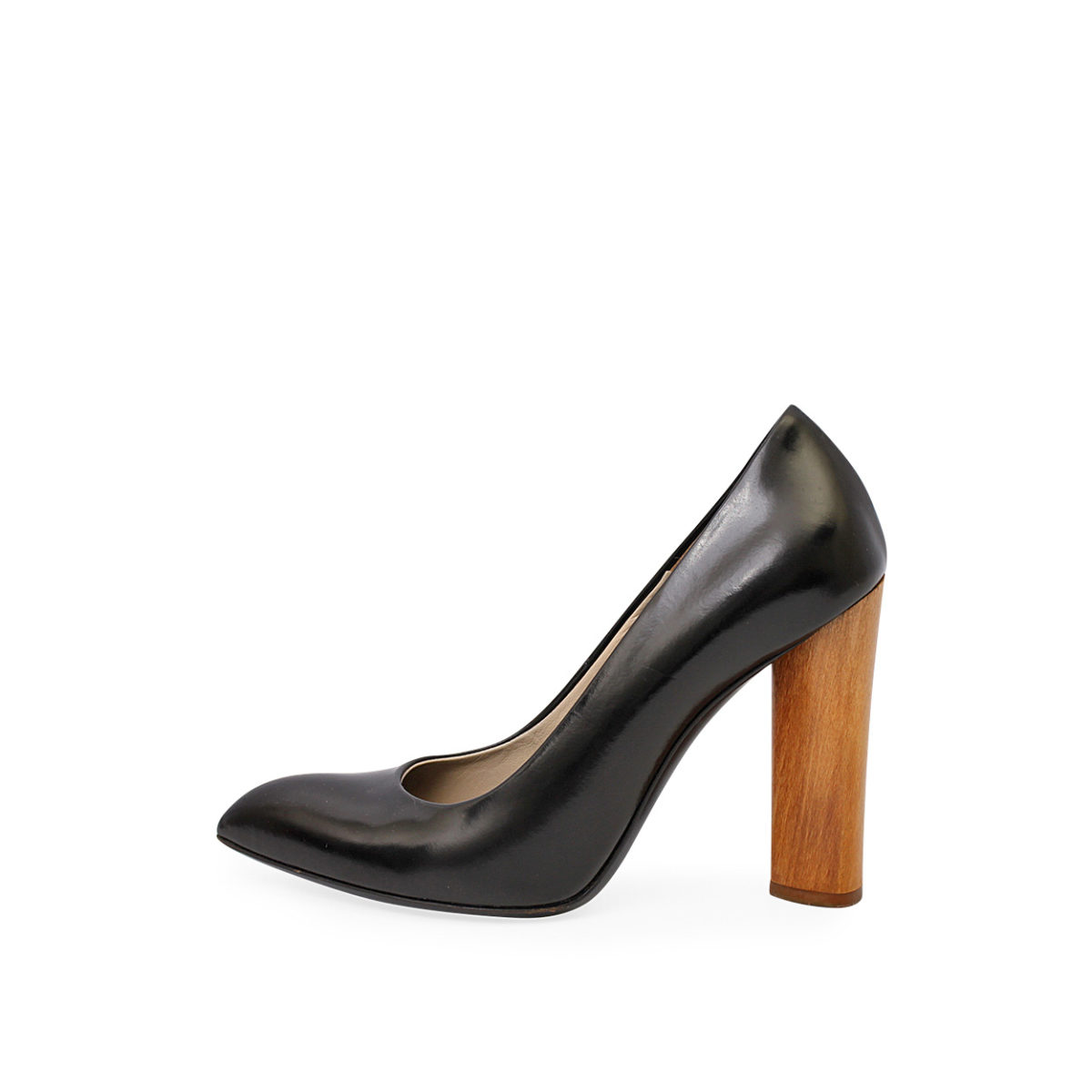 YVES SAINT LAURENT Leather Wooden Heel Pumps Black - S: 37.5 (4.5) | Luxity