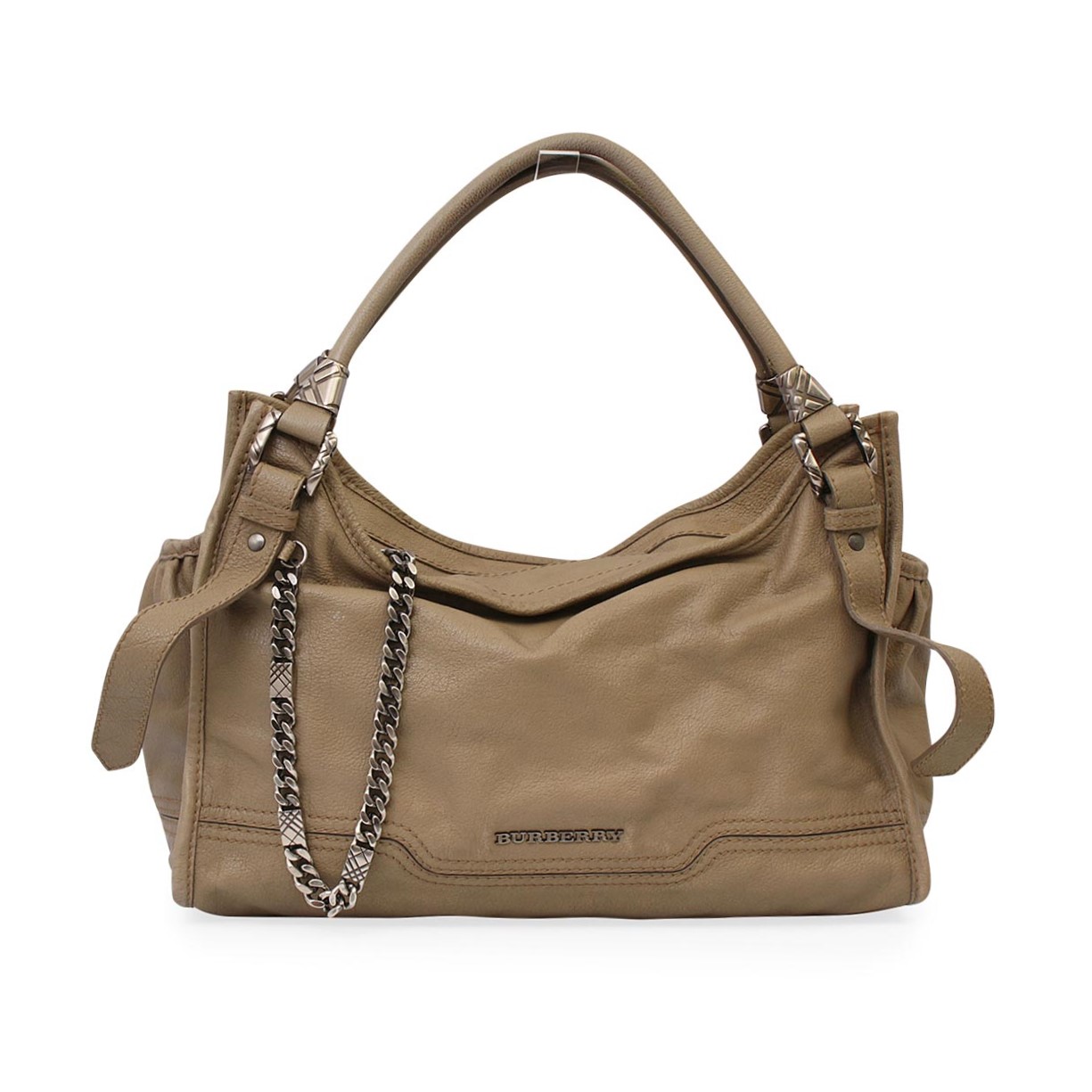 BURBERRY Leather Tote Olive Green | Luxity