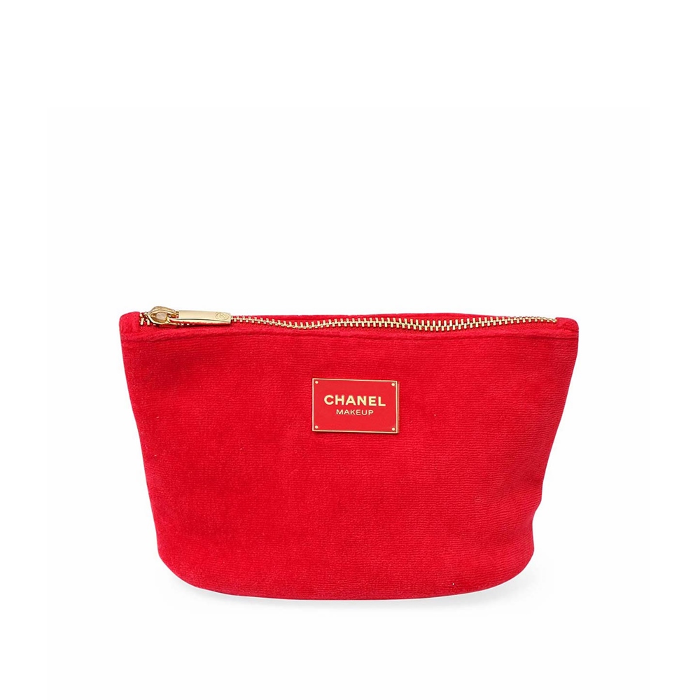 CHANEL Velvet Cosmetic Pouch Red | Luxity