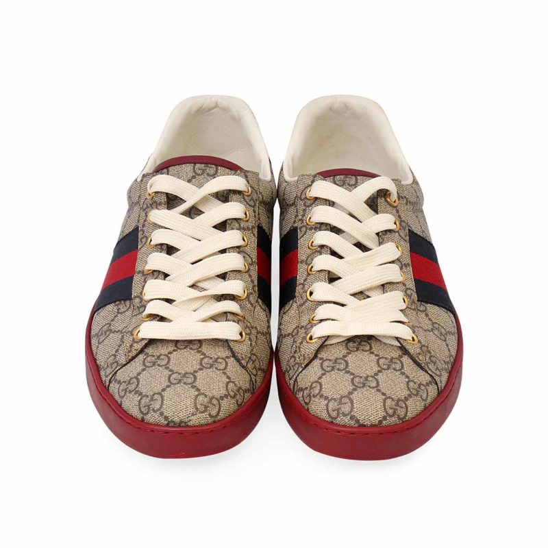 GUCCI GG Supreme Ace Sneakers Beige/Red - S: 43 (9) | Luxity