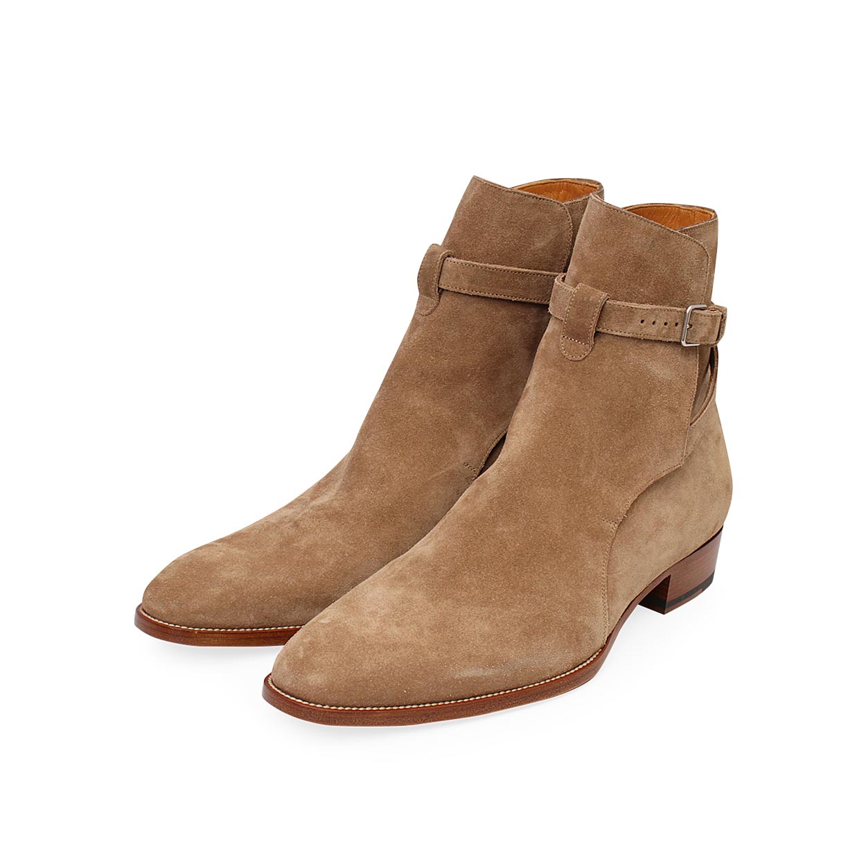 SAINT LAURENT Suede Wyatt Jodhpur Boots Beige - S: 44 (9.5) - NEW | Luxity