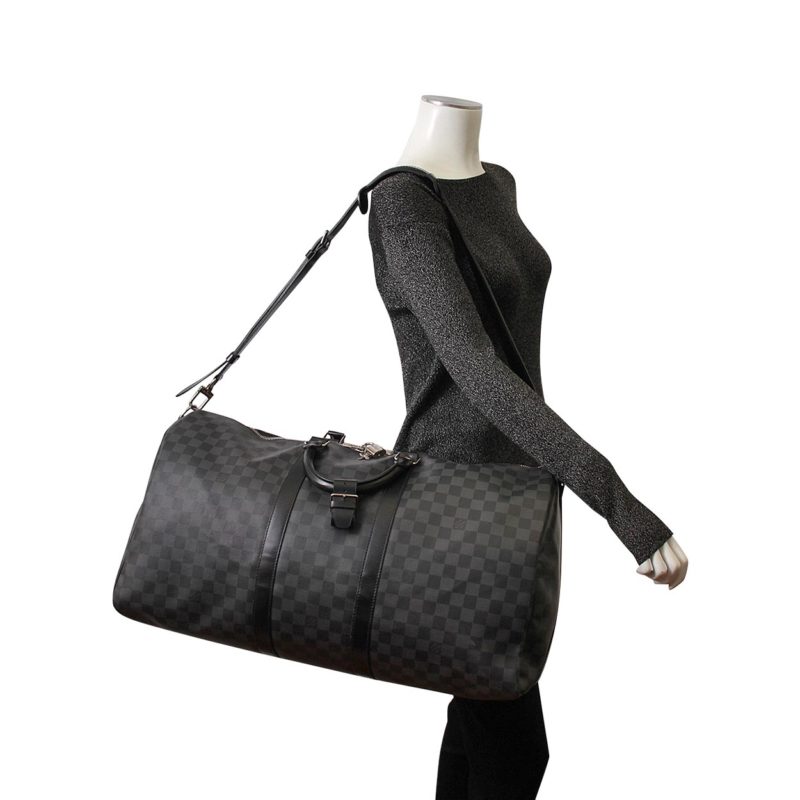 LOUIS VUITTON: Damier Ebene Keepall Bandouliere 55 – Luv Luxe