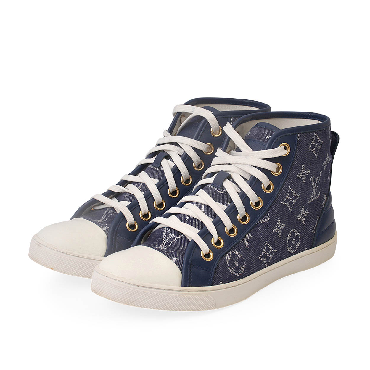 Louis Vuitton Damier Ebene Canvas And Brown Leather Lace Up High Top  Sneakers Size 40 Louis Vuitton | The Luxury Closet