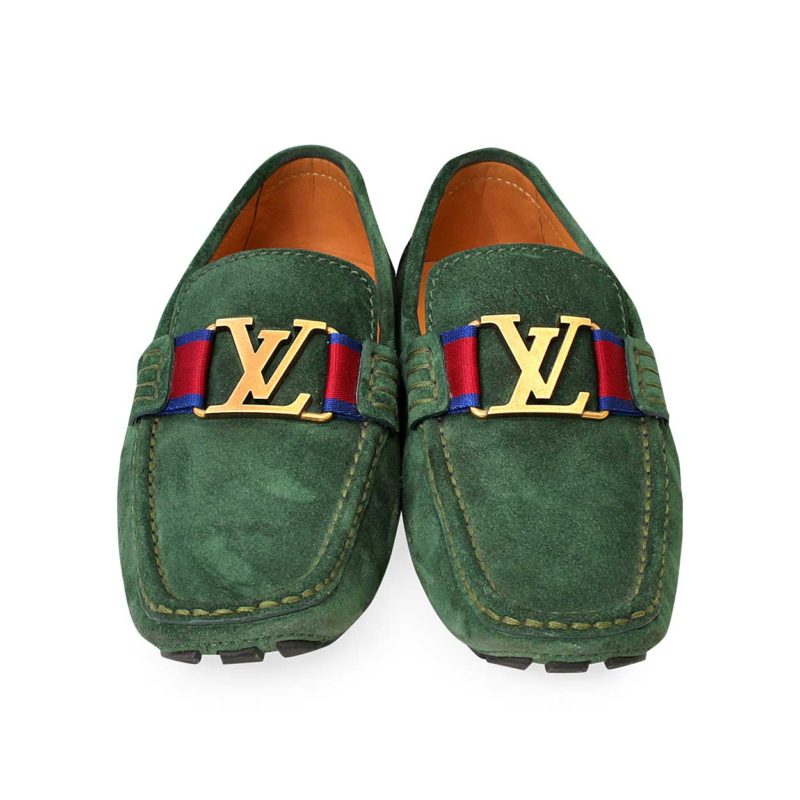 Louis Vuitton Green Leather Monte Carlo Slip On Loafers Size 41