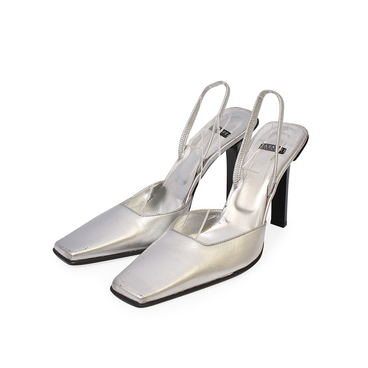 CASADEI Leather Slingback Pumps Metallic Silver - S: 38.5 (5.5) | Luxity