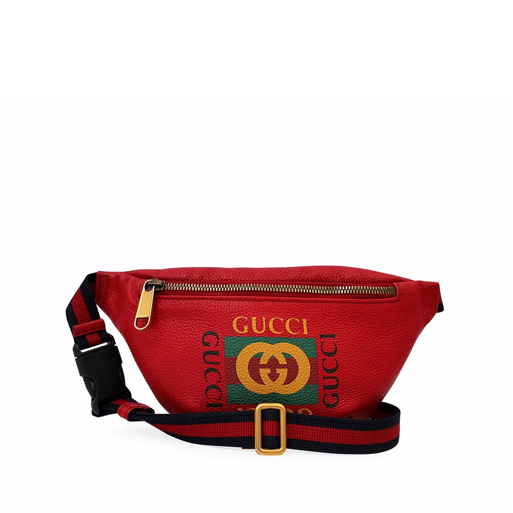 GUCCI Leather Print Mini Belt Bag Red | Luxity