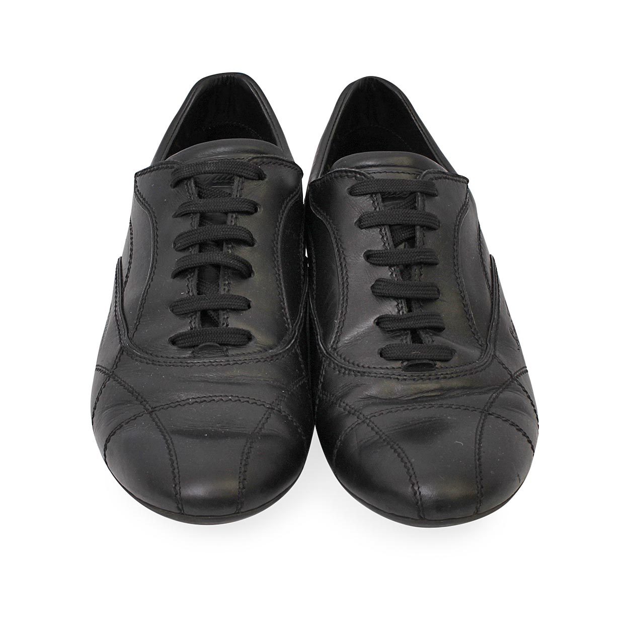 LOUIS VUITTON Leather Lace Up Sneakers Black - S: 40.5 (7) | Luxity