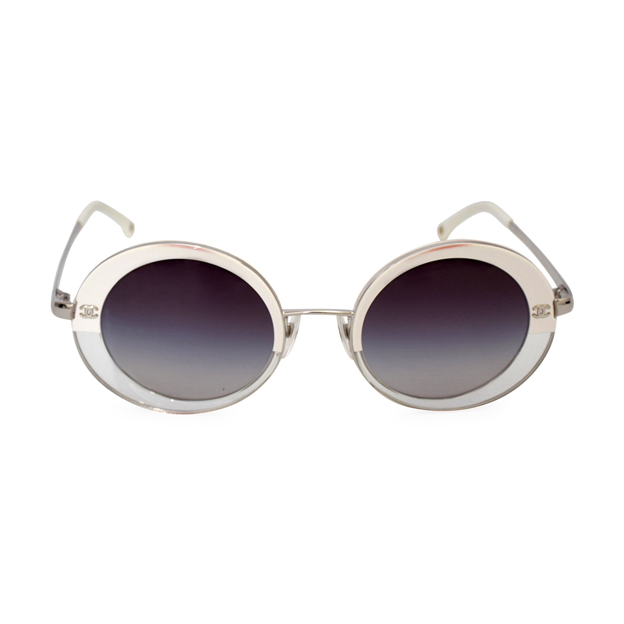 CHANEL Round Sunglasses 4182 White | Luxity