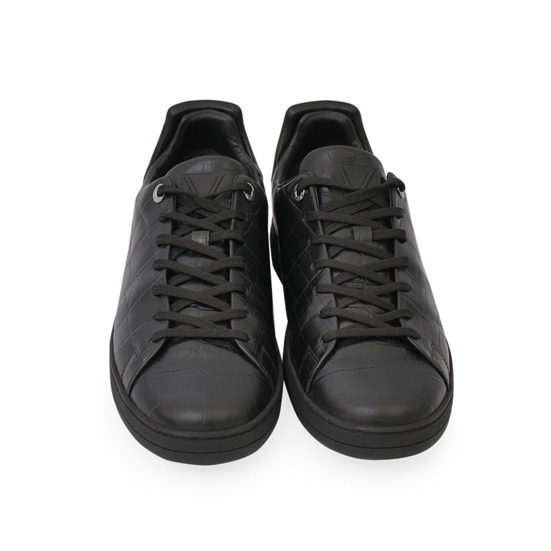Louis Vuitton Black Croc Embossed Leather Frontrow Sneakers Size 43.5 Louis  Vuitton