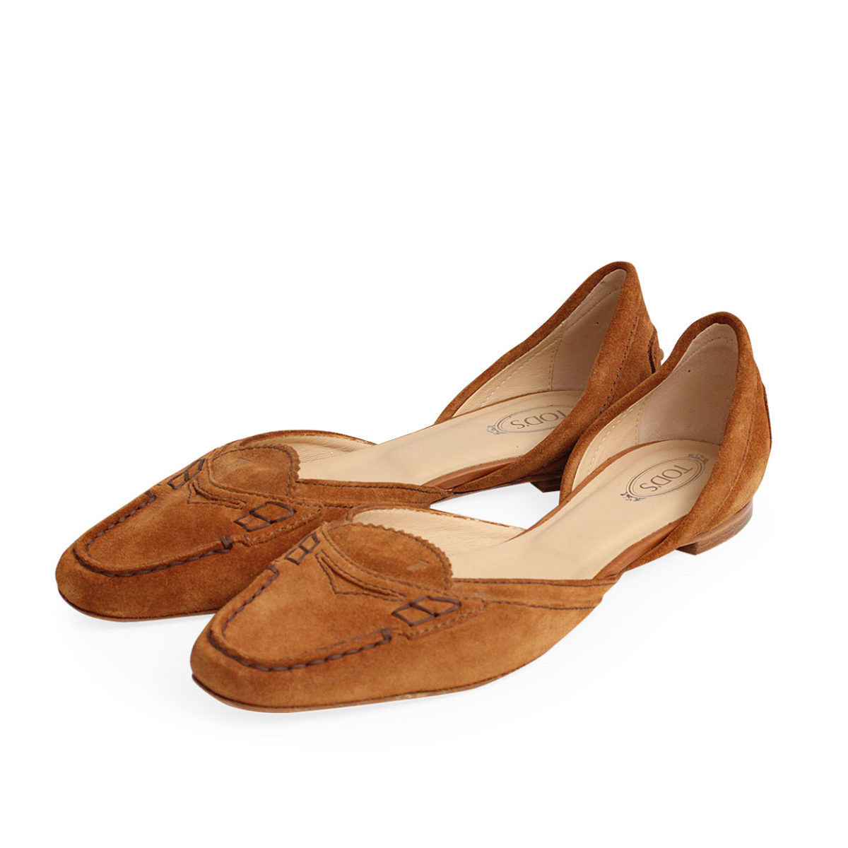 TOD'S Suede Flats Brown - S: 39 (6) | Luxity
