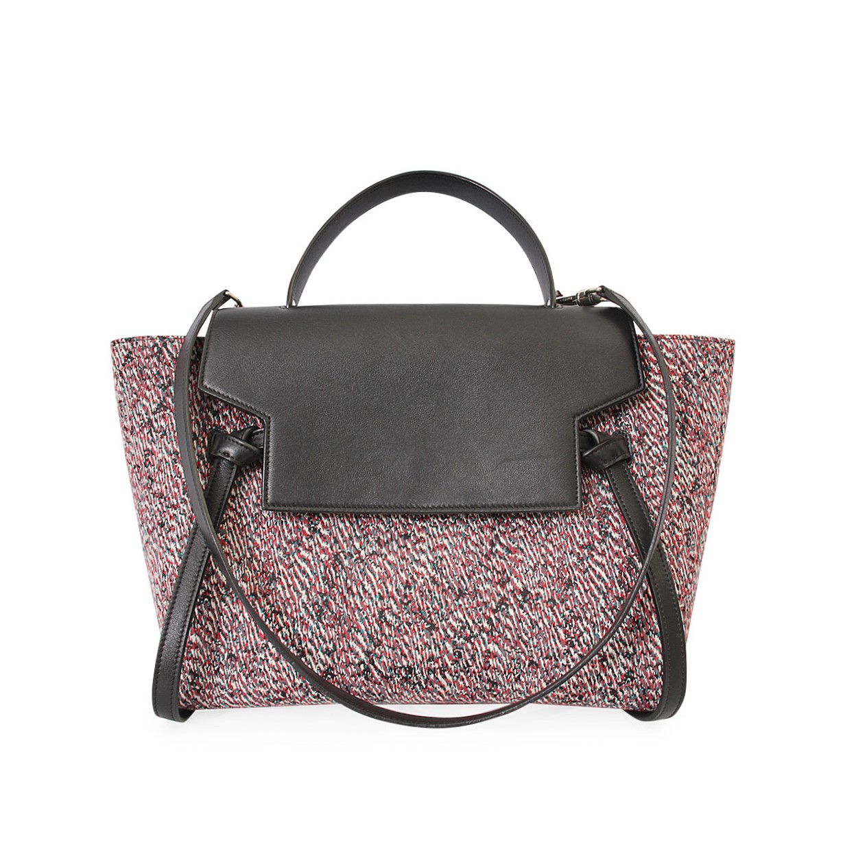 CELINE Tweed/Leather Mini Belt Bag Black/Red | Luxity