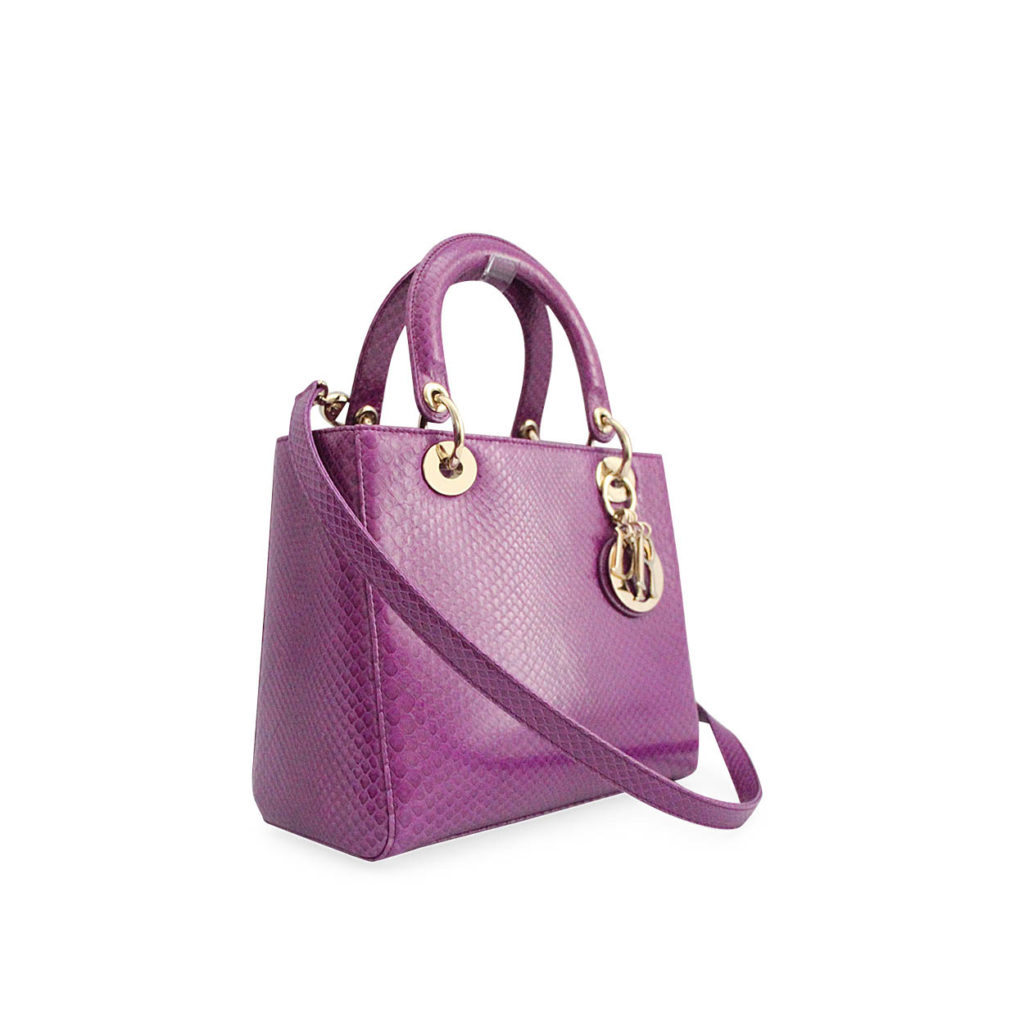 CHRISTIAN DIOR Python Medium Lady Dior Purple | Luxity