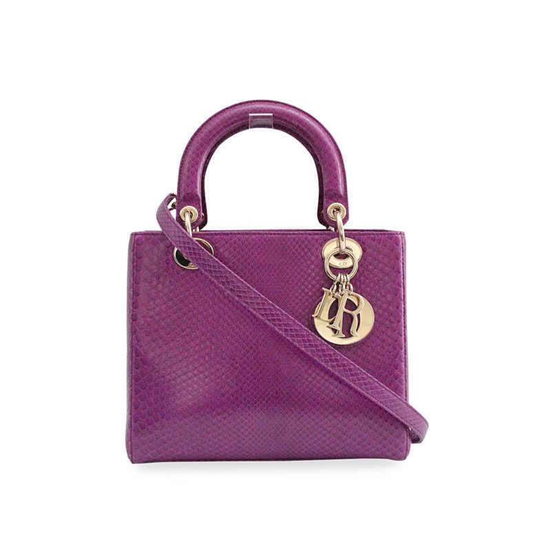 Christian Dior Purple Python Medium Lady Dior Bag - Yoogi's Closet