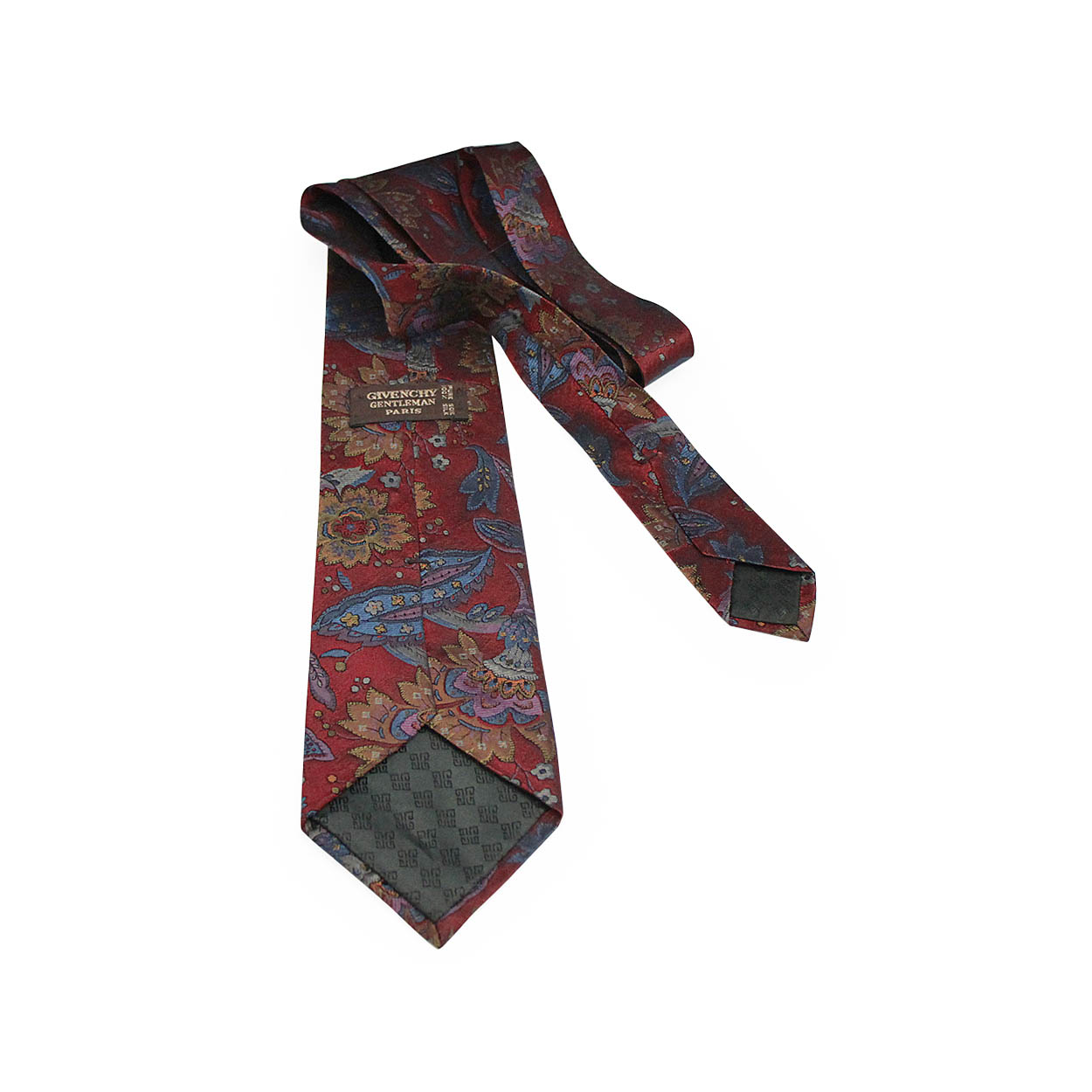 GIVENCHY Vintage Floral Silk Tie Burgundy | Luxity