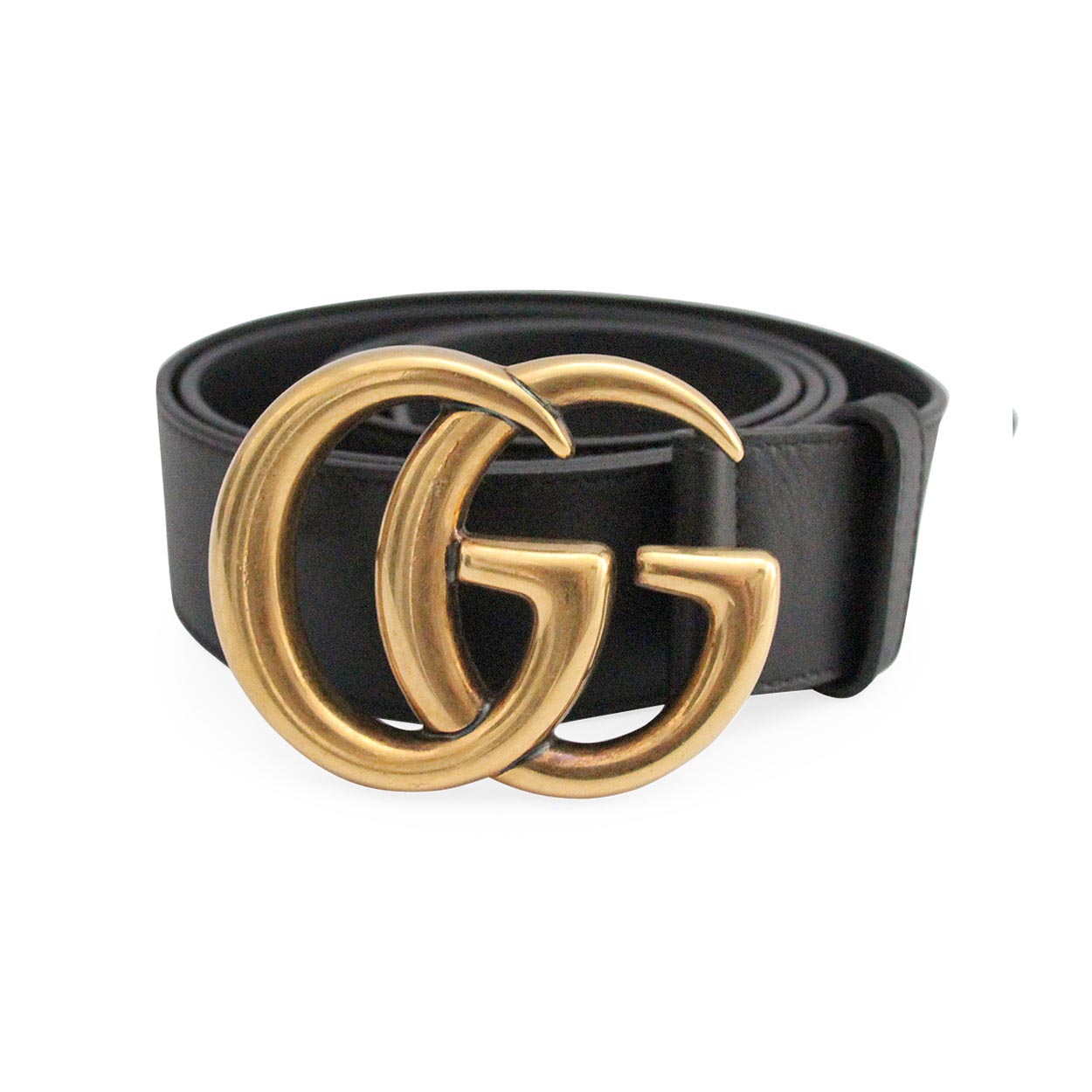 GUCCI Leather GG Buckle Belt Black/Gold - S: 100 (40) | Luxity