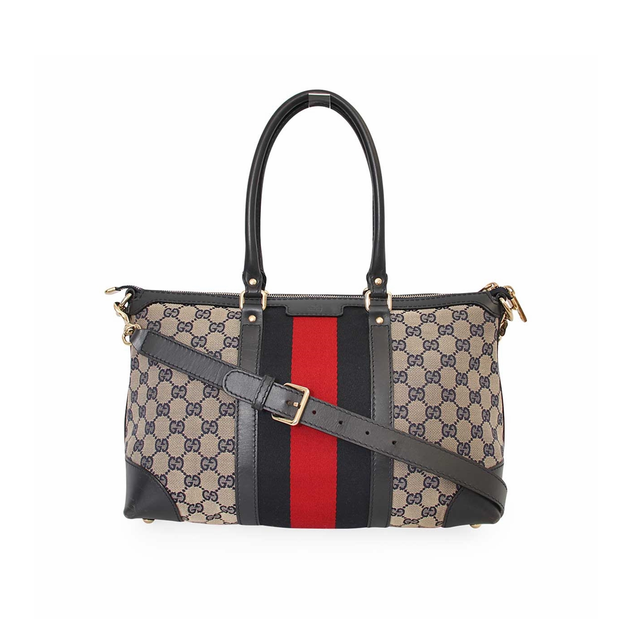 GUCCI Vintage Web Tote Blue/Beige | Luxity