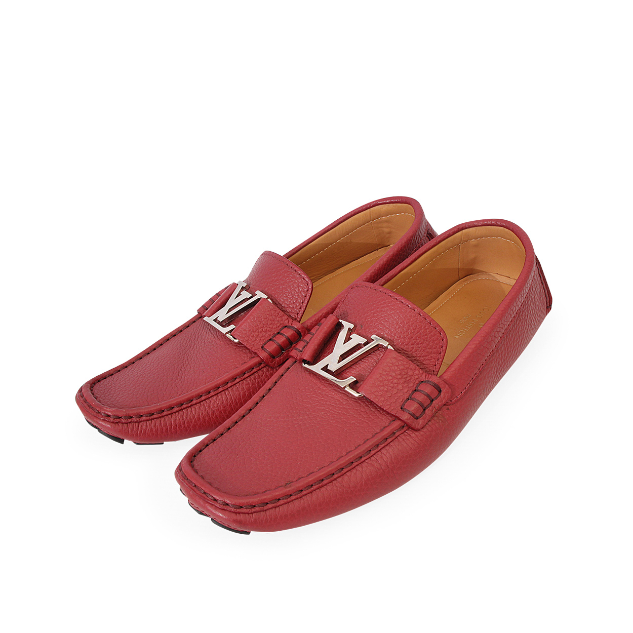 LOUIS VUITTON Leather Monte Carlo Moccasins Red - S: 43 (9) | Luxity
