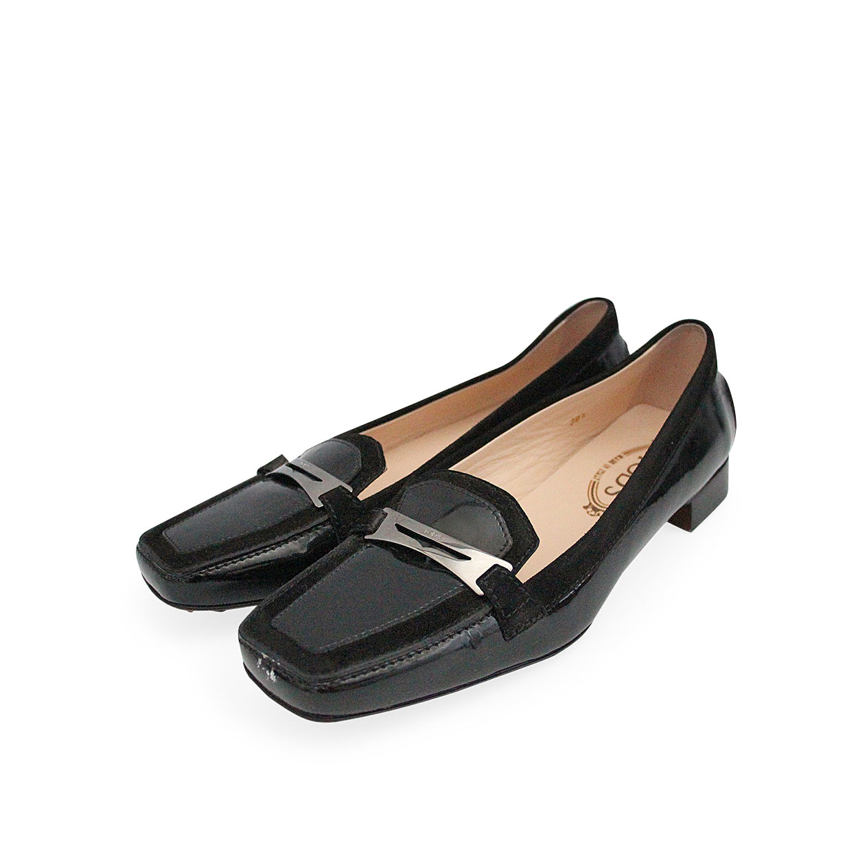 TOD'S Patent Leather/Suede Loafers Black - S: 38.5 (5.5) | Luxity