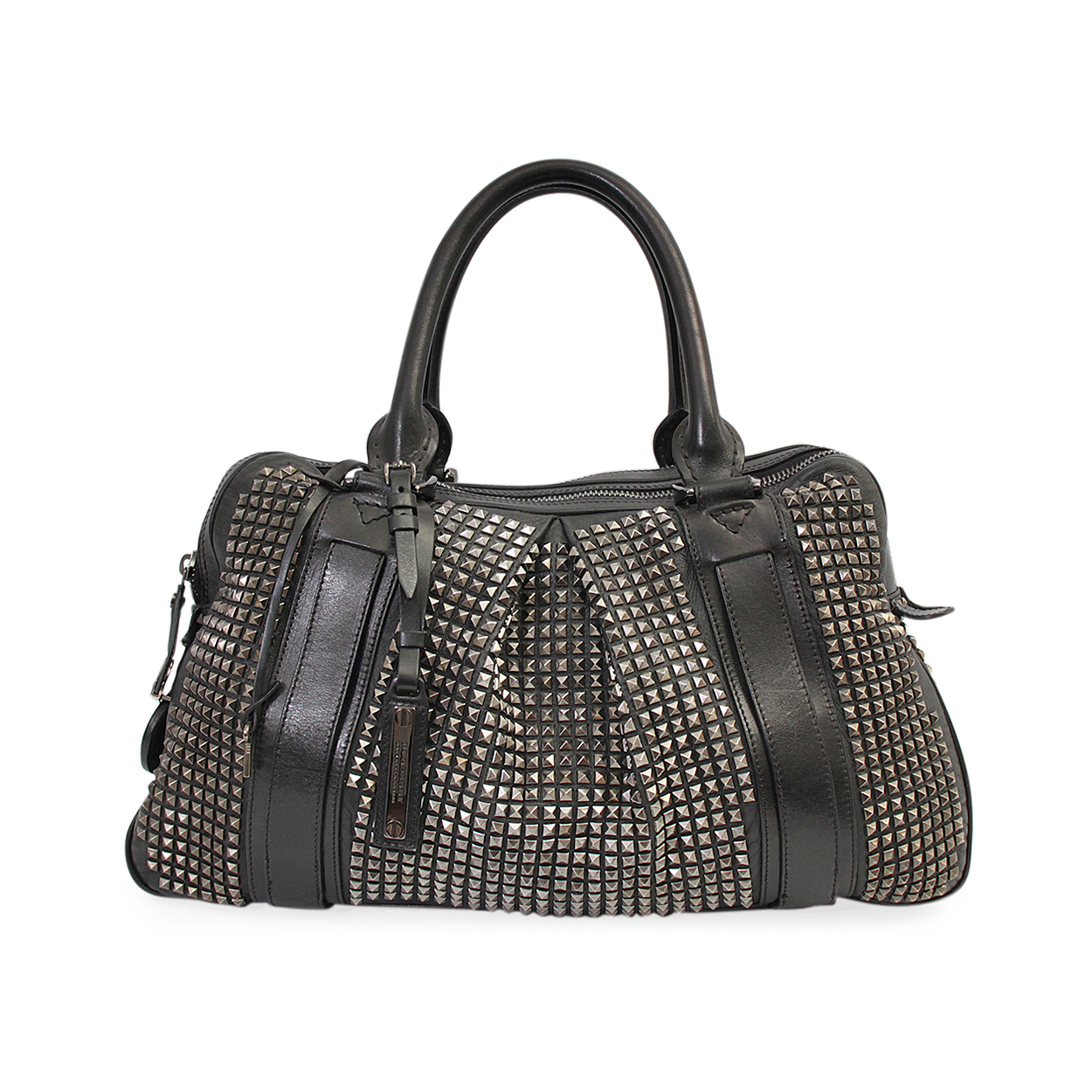 BURBERRY Leather Studded Knight Bag Black | Luxity