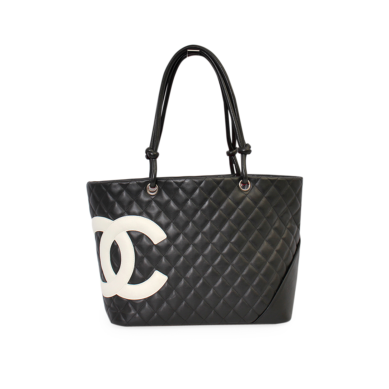 CHANEL Quilted Leather Cambon Ligne Tote Black/White | Luxity