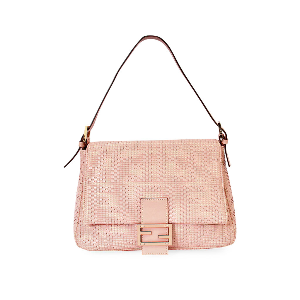 FENDI Woven Leather Mama Forever Shoulder Bag Pink | Luxity