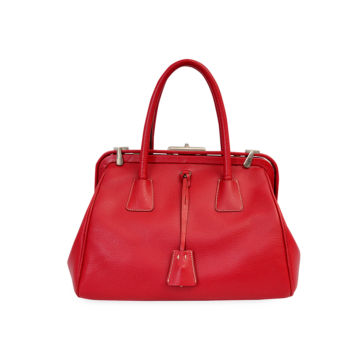 PRADA Leather Doctor Frame Bag Red | Luxity