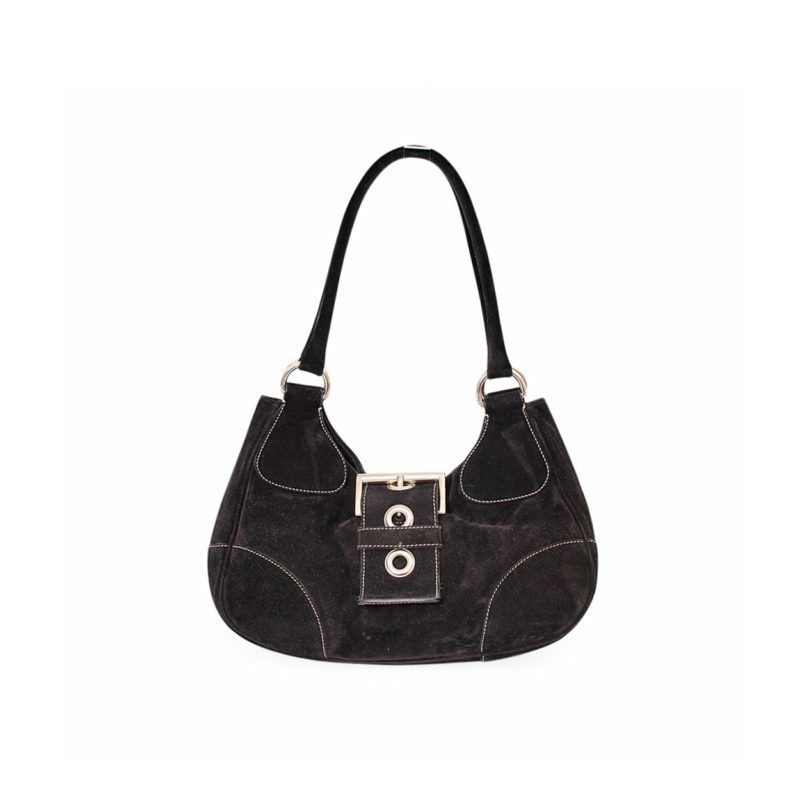 Vintage Suede Shoulder Bag Black