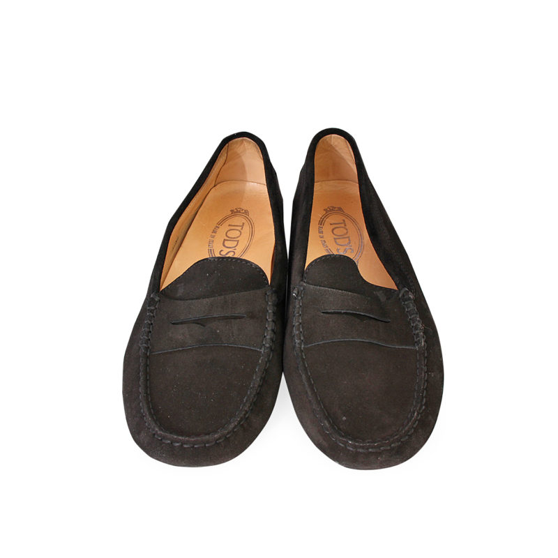 TOD'S Suede Penny Loafers Black - S: 39 | Luxity