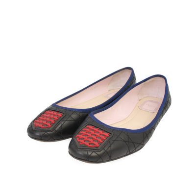 Product CHRISTIAN DIOR Leather Cannage Ballerina Flats Black - S: 38.5 (5.5)