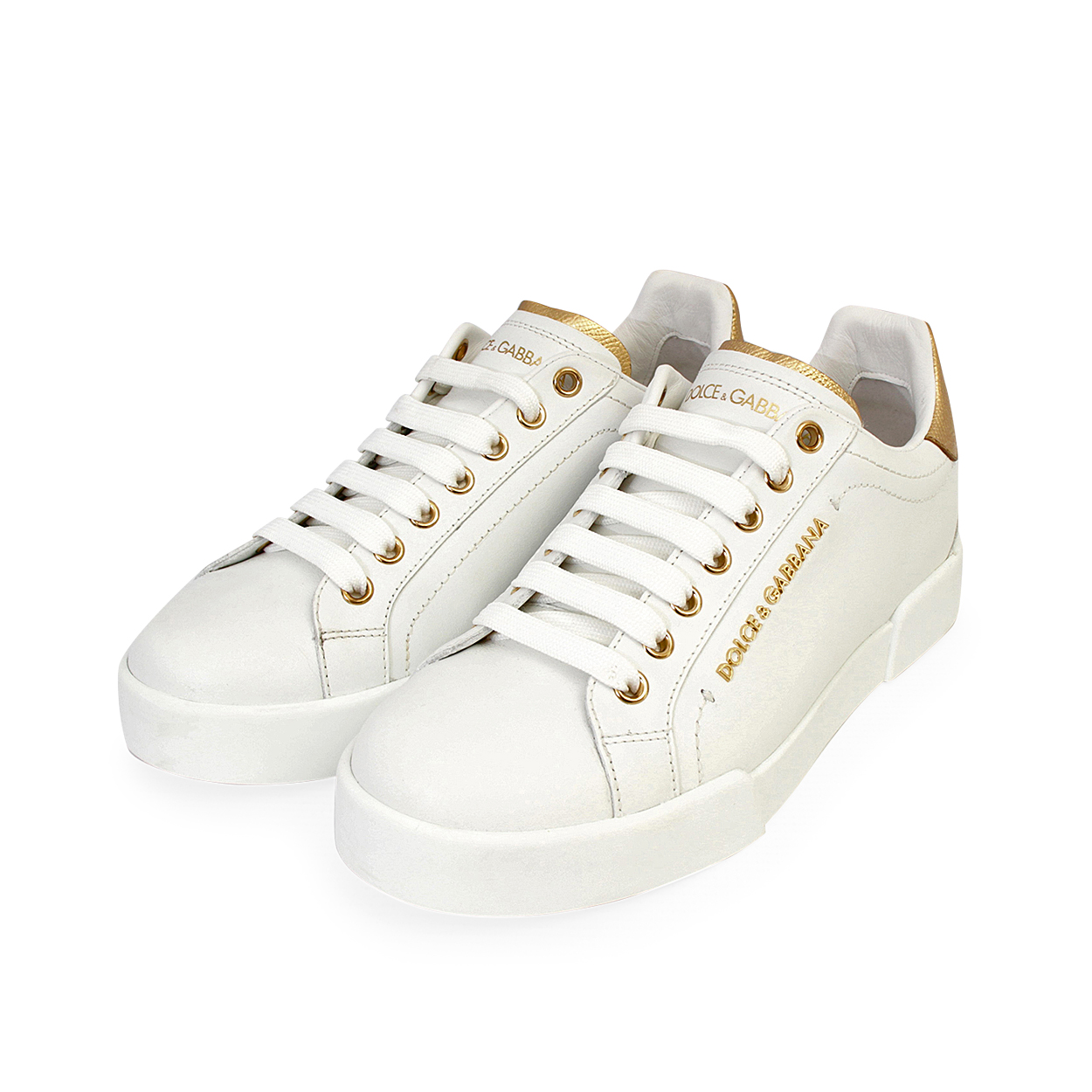 DOLCE & GABBANA Leather Embellished Sneakers White - S: 37 (4) | Luxity