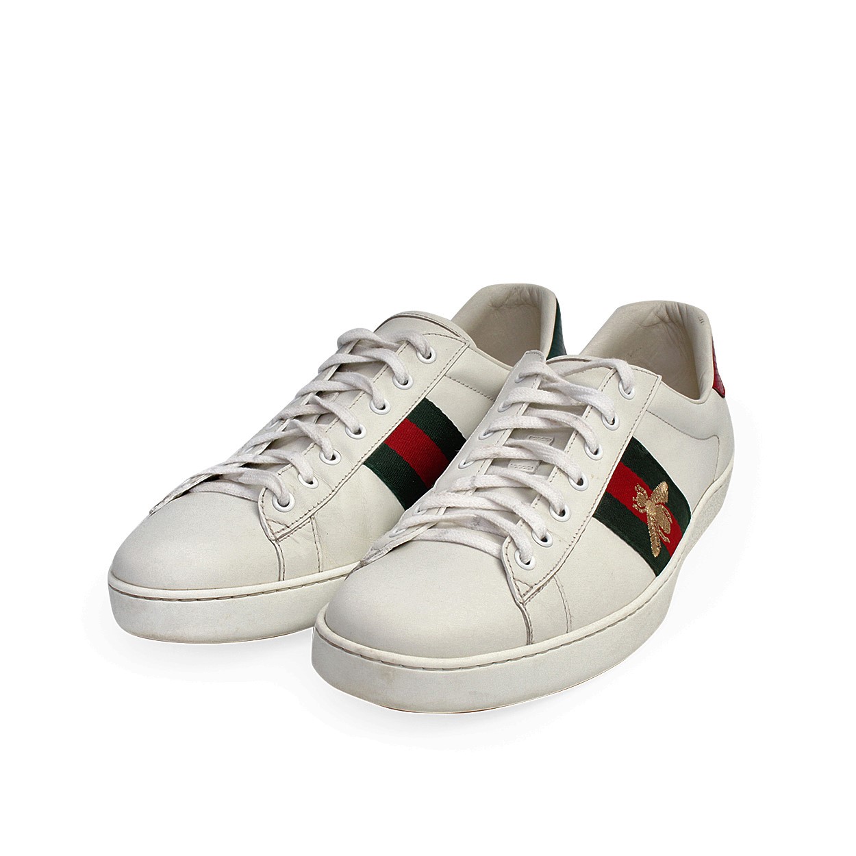 GUCCI Leather Ace Bee Sneakers White - S: 46 (12) | Luxity