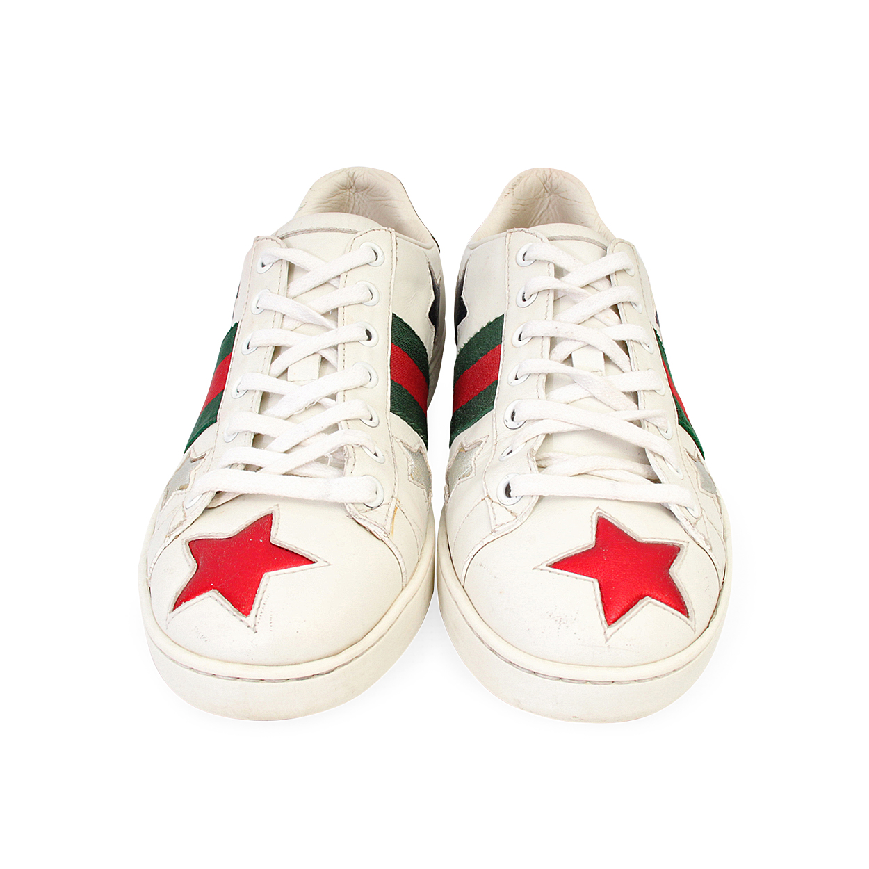 GUCCI Leather Ace Star Sneakers White - S: 37 (4) | Luxity