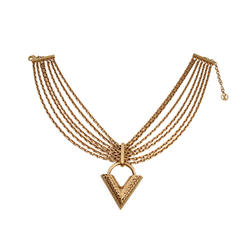 LOUIS VUITTON Essential V Guilloche Choker Gold 1263750