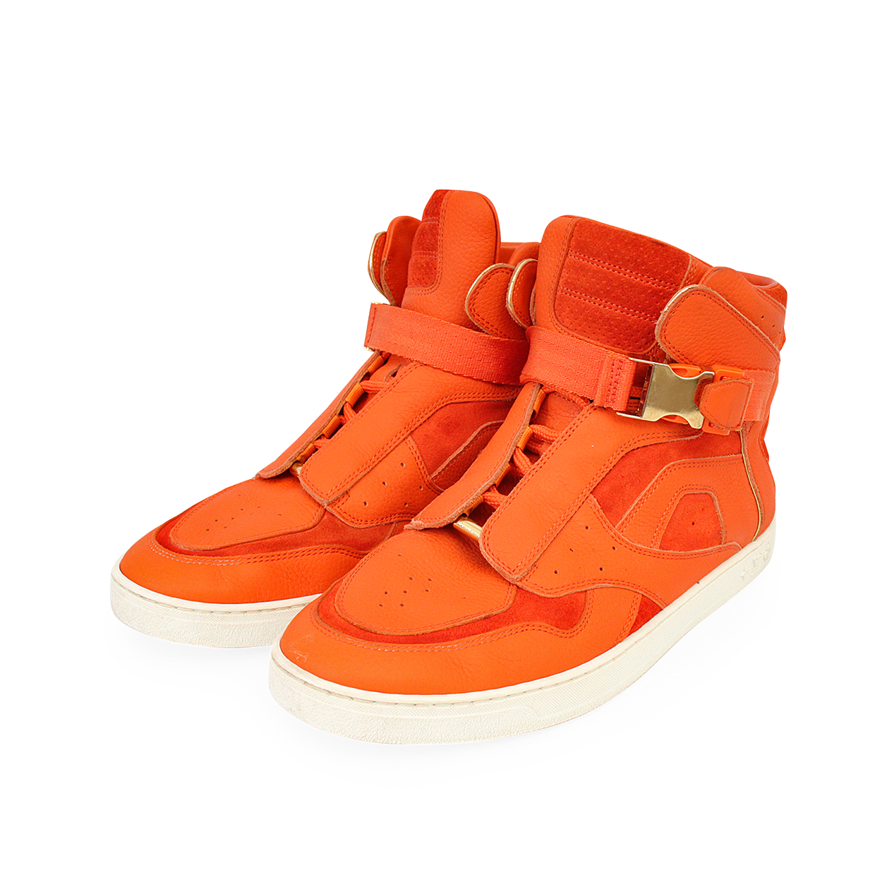 LOUIS VUITTON Suede/Leather Slipstream Sneakers Orange - S: 37 (4) | Luxity