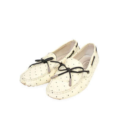 Product TOD'S Leather Gommino Loafers Cream/Black - S: 37.5 (4.5)