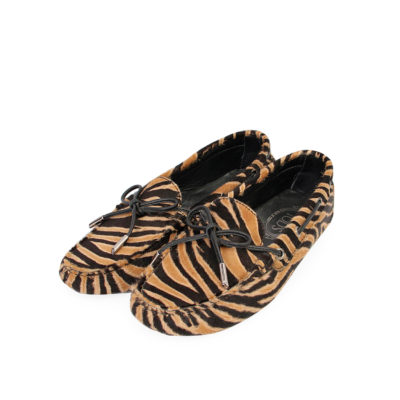 Product TOD'S Pony Hair Tiger Print Gommino Loafers - S: 38 (5)