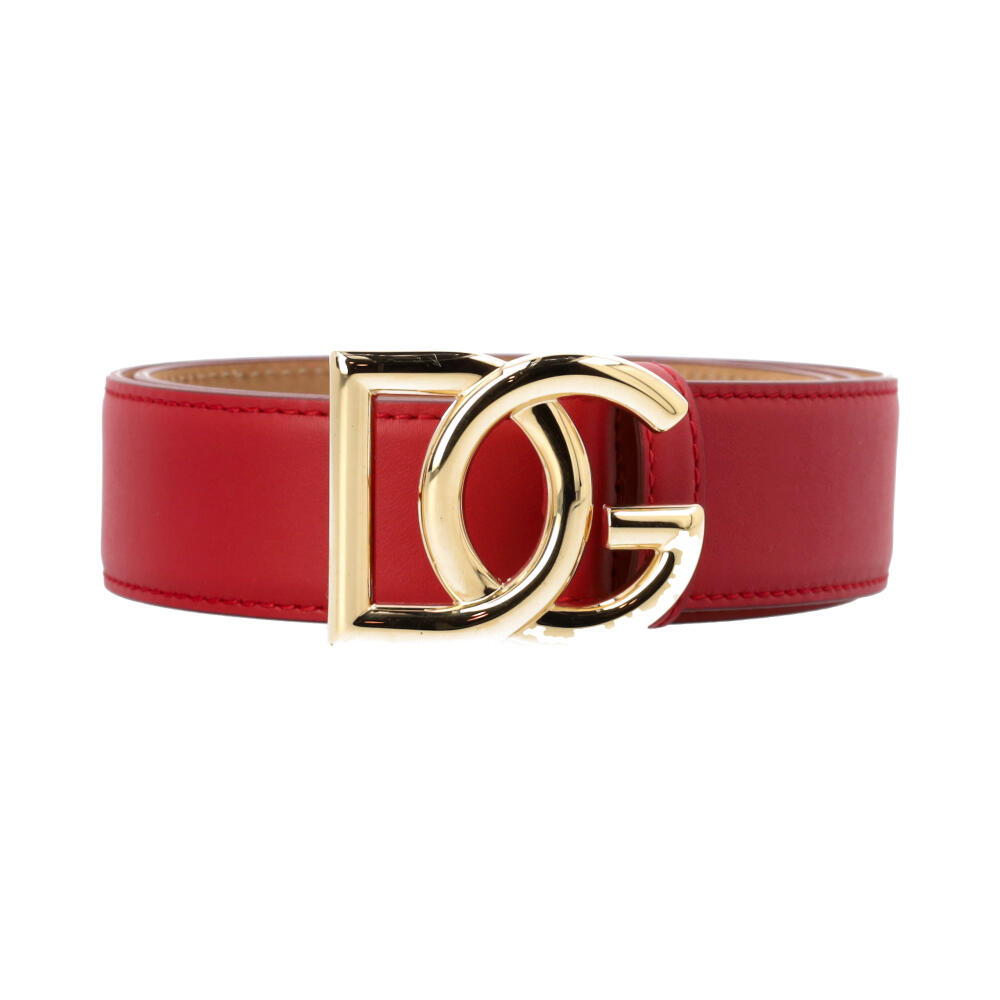 DOLCE & GABBANA Leather Logo Belt Poppy Red - S: 80 (32) - NEW | Luxity