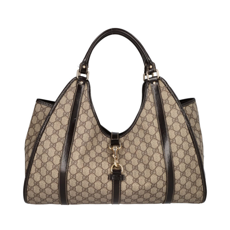 Gucci GG Supreme Monogram Jackie O Hobo Bag Brown