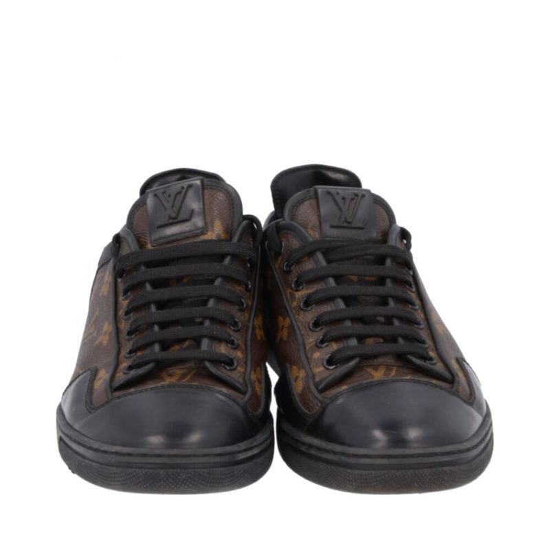 Louis Vuitton, Shoes, Louis Vuitton Brown Monogram Canvas And Black  Leather Slalom Low Top Sneakers