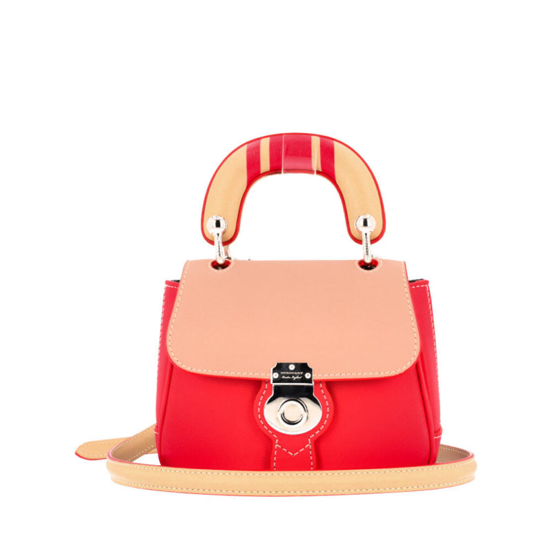 BURBERRY Leather Mini DK88 Top Handle Bag Beige/Coral | Luxity