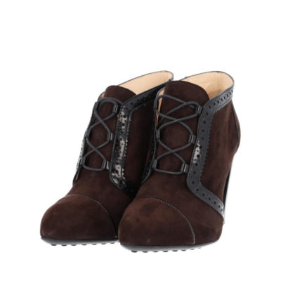 Product TOD'S Suede Lulu Ankle Booties Chocolate - S: 38.5 (5.5)