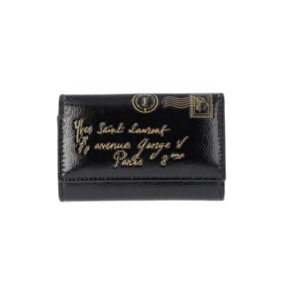 Product YVES SAINT LAURENT Patent Leather Y-Mail Key Case Black - NEW
