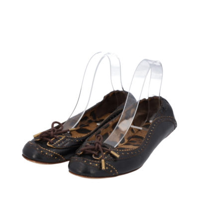 Product DOLCE & GABBANA Leather Ballerina Flats Black/Gold - S: 39.5 (6)