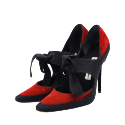 Product MANOLO BLAHNIK Velvet D'Orsay Pumps Red/Black - S: 39 (6)