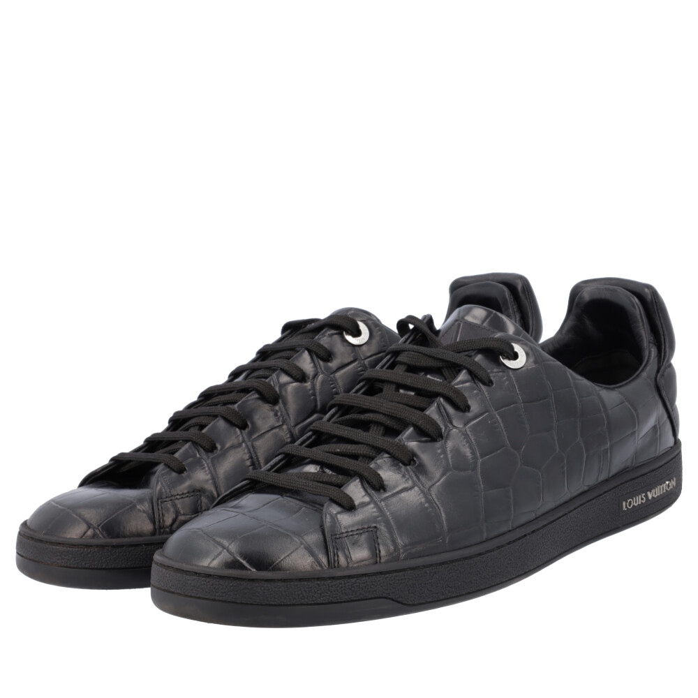 LOUIS VUITTON Leather Croc Embossed Frontrow Sneakers Black - S: 43 (9 ...