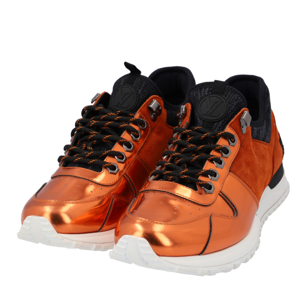 LOUIS VUITTON Metallic Leather/Suede Run Away Sneakers Orange/Black - S:  40.5 (7) - NEW | Luxity